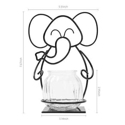 Desktop Glass Planter Hydroponics Vase, Planter Round Vase with Holder for Home Decoration, Modern Creative rabbit Plant Terrarium Stand, Scindapsus Container | Planter Round Vase with Holder for Home Decoration, Modern Creative Terrarium Stand, Great for