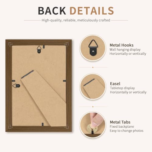4x6 Wooden Picture Frames Set of 3 Walnut Photo Frame Wall Table Display | Sturdy MDF 4x6 frames with mat clear plexiglass Hangs on wall stands on table family pics weddings diplomas home or office - color: Walnut, size: 4x6