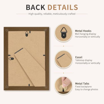 4x6 Wooden Picture Frames Set of 3 Walnut Photo Frame Wall Table Display | Sturdy MDF 4x6 frames with mat clear plexiglass Hangs on wall stands on table family pics weddings diplomas home or office - color: Walnut, size: 4x6