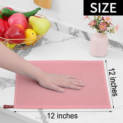 Homaxy 100% Cotton Waffle Weave Kitchen Dish Cloths 18-Pack, Dried Rose | 12 x 12 Inches, Ultra Soft Absorbent Dish Towels, Quick Drying Dish Rags with Hanging Loop - color: Dried Rose, size: 12 X 12 - 18 Pack