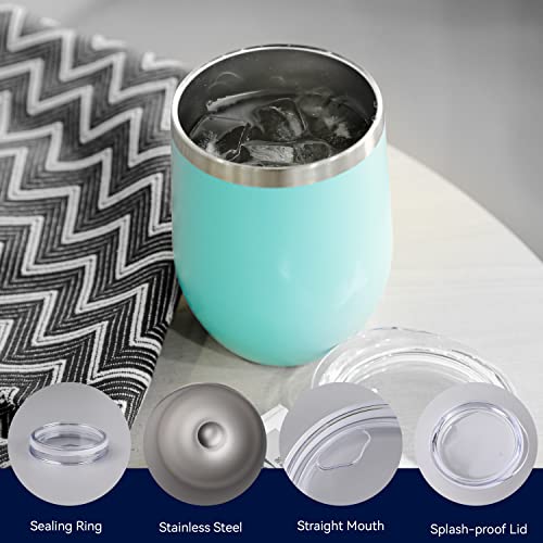 DOMICARE Stainless Steel Wine Tumbler Bulk with Lid, Personalized Insulated Tumblers Set, 12oz Travel Coffee Cups Pack of 1, Light Blue - color: Light Blue, size: 1 Count (Pack of 1)