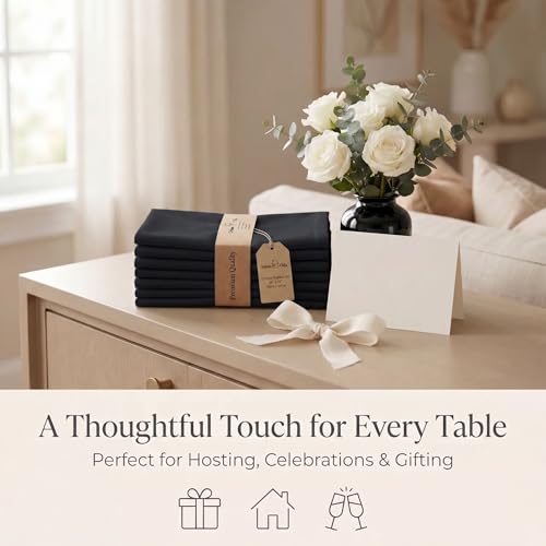 Urban Villa Cloth Napkins Cotton 20x20 (Set of 12) Black - color: 019 Black, size: 20" x 20" (Set of 12)