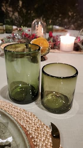 Solid Olive Green 9 oz Short Tumblers (set of 6), Recycled Glass, Lead-free, Toxin-Free (9oz Tumbler) - color: Olive Green, size: 9 oz