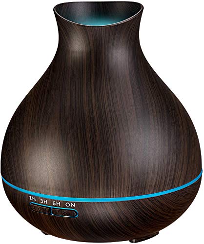 Aromatherapy Essential Oil Diffuser, 550ml Ultrasonic Fragrant Oil Large Room Humidifier, Diffusers for Home with Timer and Waterless Auto-Off, 7 Color LED Lights,Cool Mist Humidifiers - color: Dark Brown