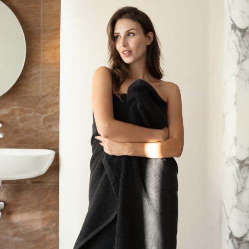 SALBAKOS Luxury 100% Turkish Cotton Bath Sheet 40x80 in (1-Piece, Black) | Extra Large Jumbo Oversized Bathroom and Beach Towel, Super Soft Highly Absorbent Thick Premium Hotel Quality, Made in Turkey - color: Black, size: Jumbo Bath Sheet