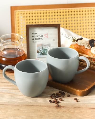 Coffee Mugs Set of 4, 16 oz Ceramic Coffee Cups for Latte, Tea, Milk, Cereal, Cappuccino, Stoneware Tea Cups for Housewarming Wedding Gifts, Microwave & Dishwasher Safe, Pebble Gray - color: Pebble Gray