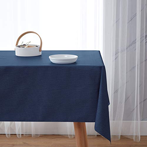 NLMUVW Square Vinyl Tablecloth 100% Waterproof Oil Proof Spill Proof PVC Table Cloth Wipe Clean Table Cover for Kitchen Dining Picnic, 42 x 42 inch, Navy - color: Navy, size: 42" x 42" (Square)
