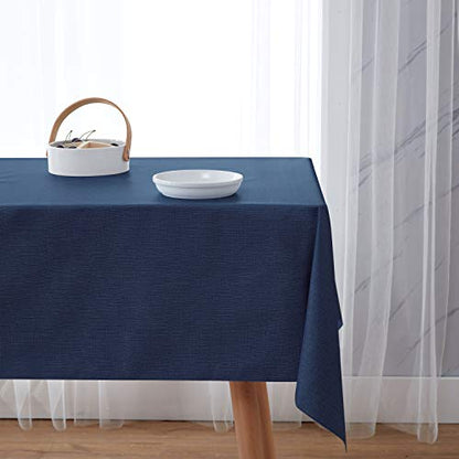 NLMUVW 48 Inch Square Vinyl Tablecloth, Navy Blue PVC Table Cloth Waterproof Wipe Clean Heavy Duty Table Cover for Kitchen Dining Picnic, 48 x 48 inch - color: Navy, size: 48" x 48" (Square)