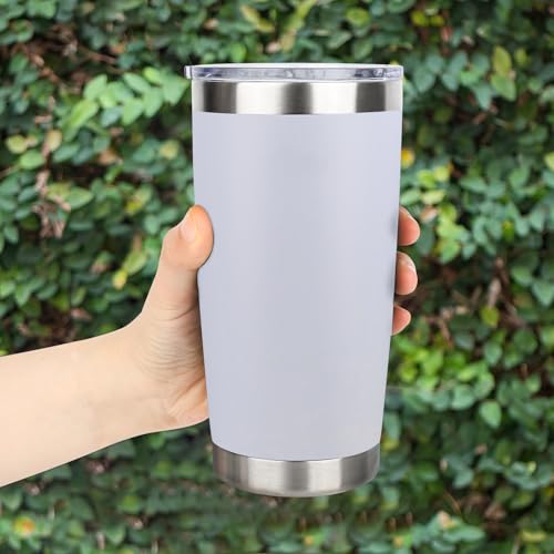 20oz Stainless Steel Tumbler with Lid, Travel Mug - Double Wall Vacuum Powder Coated Cup - White, 1 Pack - color: White, size: 1 Pack