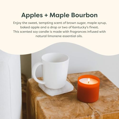 Dignity Series Apples & Maple Bourbon Scented Candle | 35 Hour Burn - Made in the USA Luxury Clean Soy Wax Candles - Long Lasting Red Glass Jar Candle for Home - 1 Wick - 5.3oz - color: Apples + Maple Bourbon