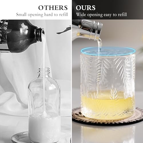 CICUFY Foaming Hand Soap Dispenser - Glass Foam or Lotion Dispenser for Kitchen & Bathroom, Refillable with Large Silver Pump (Leaf Pattern-Clear) - color: Clear-1 Pcs, style: Foam/Leaf Pattern