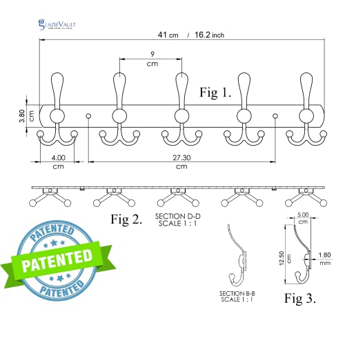 GlazieVault Coat Rack Wall Mount - Stainless Steel Coat Hooks (2 Pack) - Heavy Duty Wall Hooks for Clothes & Accessories (Silver Tri) - style: Silver Tri