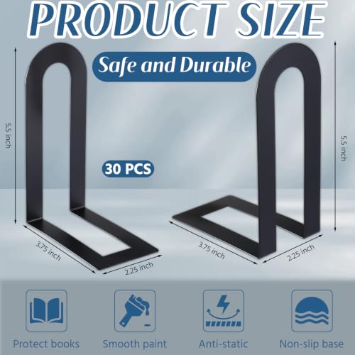 30 Pcs 12 Pcs Metal BookEnds Shelves,Black,5.5 * 3.75 * 2.25inch - color: Black, size: 5.5*3.75*2.25inch