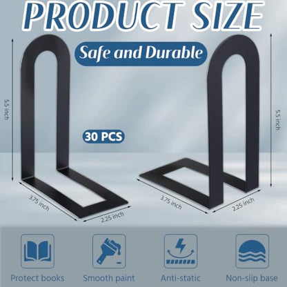 30 Pcs 12 Pcs Metal BookEnds Shelves,Black,5.5 * 3.75 * 2.25inch - color: Black, size: 5.5*3.75*2.25inch