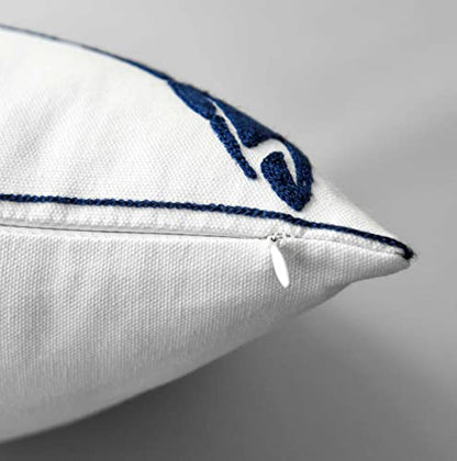 Embroidered Crab Throw Pillow Cover,Square 18 Inches Decorative Crab Canvas Pillow Cover for Nautical Style Deco by (Navy-Crab-New)