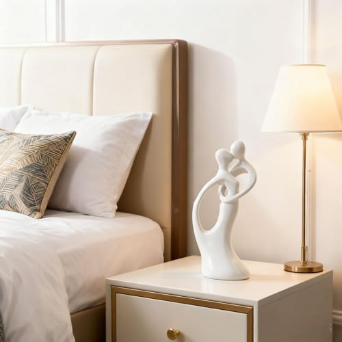 Modern Abstract Couple Statue, Kissing Lovers Sculpture Figurine for Home Decor Living Room Bedroom Bookshelf Office, Gift for Wedding Anniversaries, Love Decor Ornament for Valentines - Style A-White - style: Style A-White