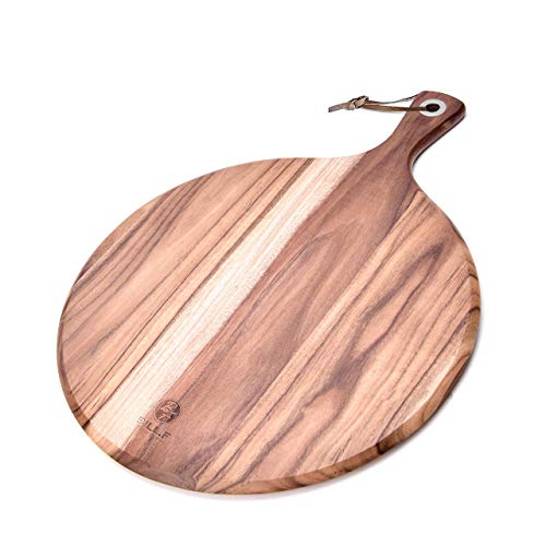 BILL.F Acacia Wood Pizza Peel,10" Cutting Board, Cheese Paddle Board, Bread and Crackers Platter for Serving and Minor Food Prepare with Handle - 14x 10 x 0.5 Inch - style: 10 inch