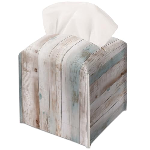 Modern Square Leather Tissue Box Cover/Case Holder Gifts for Women Family and Friends, Decorative Holder/Organizer for Bathroom Kitchen Nightstand Office Home (Beachwood) - color: Beachwood