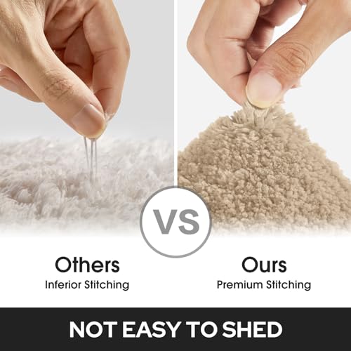 HOMEIDEAS Bathroom Rugs Sets 2 Piece, Super Soft and Absorbent Non Slip Microfiber Machine Washable Bath Mat Set (20" x 32" + 16" x 24", Beige) - color: Loop- Beige, size: 1'4" x 2'8" (16"x24"+20"x32")