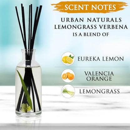 Reed Diffuser Set, Lemongrass Verbena - Bathroom Shelf Décor | (REFRESH and RENEW) Mind & Body Aromatherapy Collection, Essential Oil Botanical Room Scent - color: Lemongrass Verbena