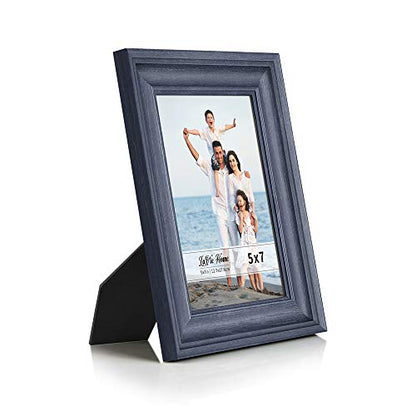 5x7 Picture Frames (3 Pack, Bule) Rustic Photo Frame Set with High Definition Glass for Wall Mount & Table Top Display - color: Blue, size: 5x7