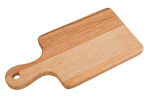 Labell Canadian Maple Wood Cutting Board with Handle, 6 x 12 x 0.75 in | Multi-Purpose Charcuterie Board, Flat Paddle, for Meat, Cheese, Veggies, Serving - size: Mini (6" x 12")