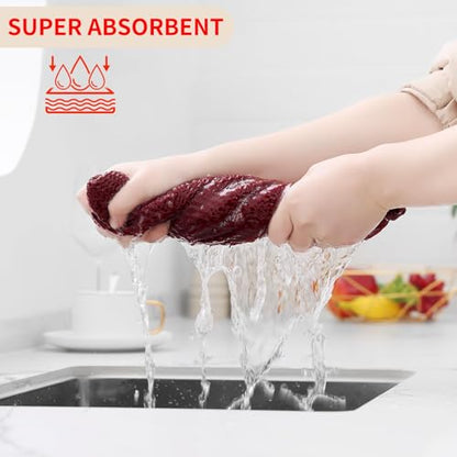 Homaxy 100% Cotton Waffle Weave Kitchen Dish Cloths 18-Pack, Burgundy | 12 x 12 Inches, Ultra Soft Absorbent Dish Towels, Quick Drying Dish Rags with Hanging Loop - color: Burgundy, size: 12 X 12 - 18 Pack