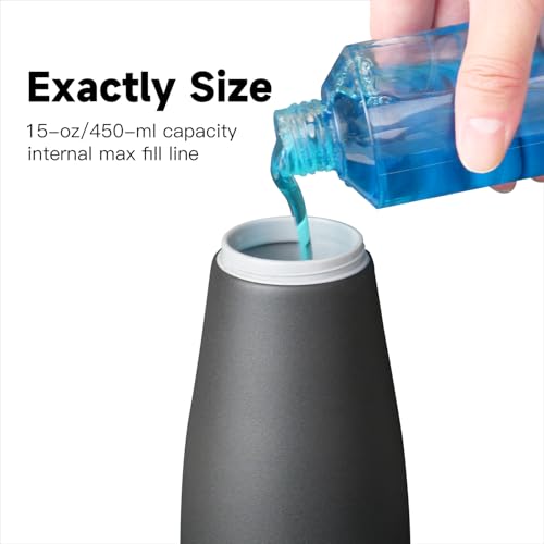 AIKE 15oz Liquid Soap Dispenser for Dish and Hand Soap Matte Black | Easy Push Durable Pump, No-Slip Base with Clear Liquid Window, Easy Refill Wide Opening, for Kitchen Sink and Bathroom - color: Black