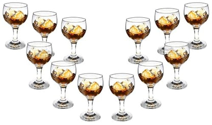 Goblet Glasses Set of 12-6 Ounce Clear Cognac Glassware - Ideal for Wine, Cocktails and Mocktails - Chic Drinking Glasses for Home, Bar and Kitchen Use