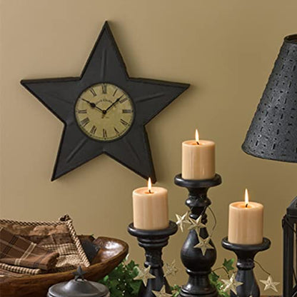 Park Designs Black Star Metal Wall Clock 16" | Metal | Unique Star-Shaped Design | Sleek Black Finish | Farmhouse Wall Decor Accent