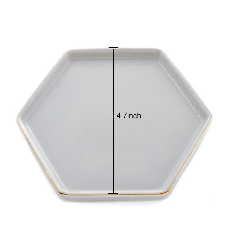 HANKOR 4.7 inch Ceramic Jewelry Dish Tray, Small Ring Holder Dish, Gray Catch All Trinket Tray for Keys Rings Earrings - color: Gray