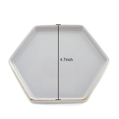 HANKOR 4.7 inch Ceramic Jewelry Dish Tray, Small Ring Holder Dish, Gray Catch All Trinket Tray for Keys Rings Earrings - color: Gray