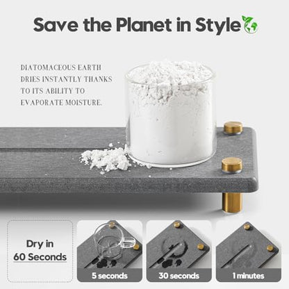 Kitchen Sink Caddy Water Absorbing Stone Drying Tray, Diatomite Bathroom Sink Organizer, Faucet Counter Mat Coaster, Soap Dish Rack Riser Dispenser Sponge Holder, Dark Gray Gold 10" x 4" - color: 10"x 4" - Dark Gray - Gold