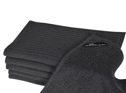 Dish Towels|Kitchen Dish Cloths Two-Sided Waffle Terry|13x28 Inches 100% Cotton Dish Rags Washing Dishes|Super Absorbent Reusable Quick Drying Dish Towels| 6-Pc Set Grey - color: Grey-1