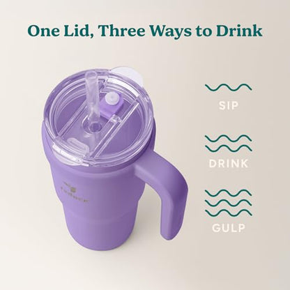 Reduce 24 oz Stainless Steel Tumbler with Handle - Dual-Wall Vacuum Insulated Travel Mug, Sweat-Proof Lid & Reusable Straw - Keeps Drinks Cold for 24 Hrs, Fits Cupholders, Dishwasher Safe-Purple Punch - color: Purple Punch, size: 24 Ounces