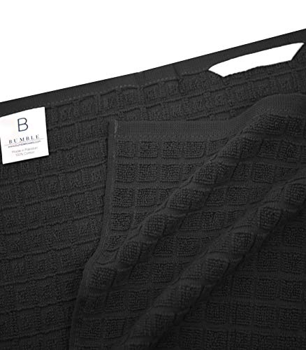 Premium Kitchen Towels (20”x 28”, 12 Pack) | Large Cotton Dish Towels | Flat & Terry Highly Absorbent Kitchen Linen Set with Hanging Loop | Black Check - color: Black Check, size: Kitchen Towels - Mixed Styles (Pack of 2)