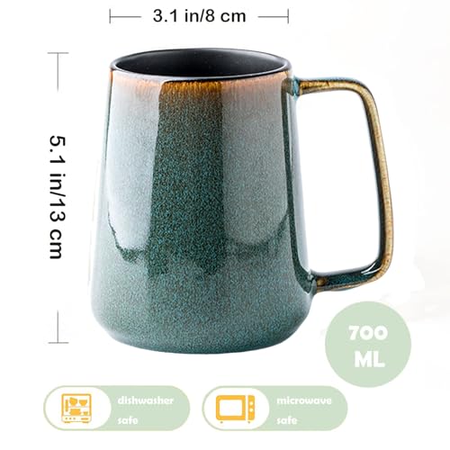 Large Ceramics Coffee Mugs,24 oz,Large Handle Design,Extra Large Tea and Coffee Cup for Office and Home，Microwave and Dishwasher Safe(Color:24 oz green) - color: 24 oz green