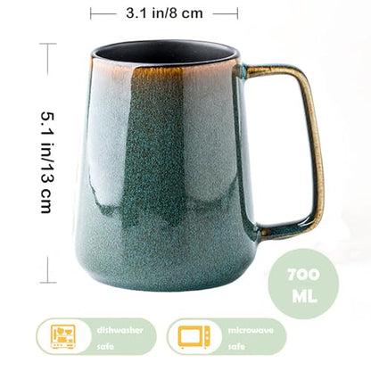 Large Ceramics Coffee Mugs,24 oz,Large Handle Design,Extra Large Tea and Coffee Cup for Office and Home，Microwave and Dishwasher Safe(Color:24 oz green) - color: 24 oz green