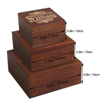 Personalized Wooden Keepsake Box with Monogram, Custom Memory Box with Name | Rustic Storage Chest for Photos & Mementos, Customize Wood Gift Box for Men Women, for Christmas Birthday Wedding Graduation - size: 7.7"L x 7.7"W x 3.9"H, style: Monogram