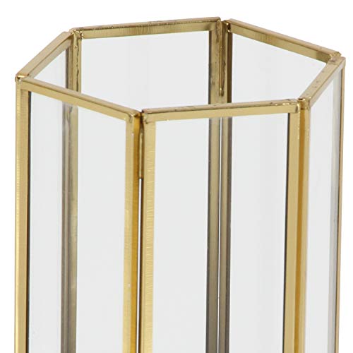 CosmoLiving by Cosmopolitan Glass Decorative Candle Lantern with Metal Plate, Set of 3 6", 8", 10" H, Gold (Pack of 5) - size: 3 PIECES SMALL SIZE (Pack of 5)