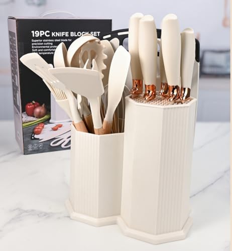 Kitchen Utensils Set,19 Pcs Cooking Tools and Knives Set,Cutting Board, Silverware Set, with Utensil Holder Precision Cutting and Organized Dining Kitchen Tool (Teal) - color: Teal