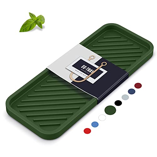Silicone Sponge Holder, Kitchen Sink Organizer Tray（Green） | Sponge Caddy Dish Soap Holder, Scrubber, Soap Dispenser, Scouring Pad - color: G-ge, size: 9.3x3.6inch