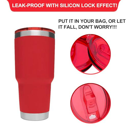 2 Replacement Lids for 30oz Stainless Steel Tumbler Lids - Only Replace The lid With A Top Diameter Of 3.91 inches (Bottom Diameter Of 3.74 inches) - color: 30OZ Seal (2 Red)