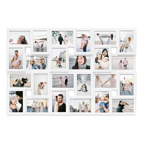 Jerry & Maggie 4×6 collage frame 24 pictures, picture frames collage wall decor, 24 slot picture frame Wall Hanging For 6×4 Photo, White - color: White*24 pack