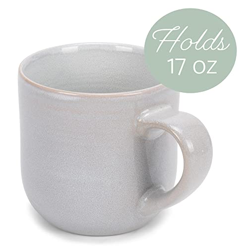 Elanze Designs Glossy Reactive Glaze Large 17 Fluid Ounce Everyday Kitchen Food Grade Ceramic Stoneware Coffee Mug Cup with Comfort Curved Handles, Set of 4, Pale Grey - color: Pale Grey