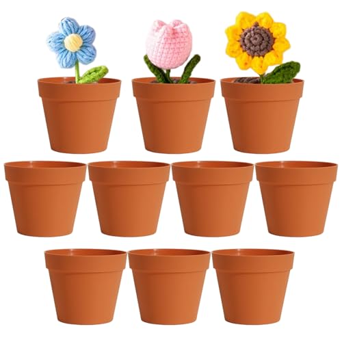 Gcroet 10PCS Mini Flower Pots, Small Plant Pots with Thickened Ceramic Plastic, No Drainage Hole for Succulents Herbs, Indoor Home Decor Orange. - color: Orange
