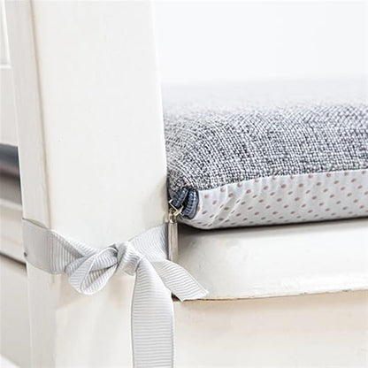 Lifup 4 Pack Chair Cushion Memory Foam Pads, Square Non-Slip Thick Dining Chair Cushions with Ties and Removable Cover for Home Office Restaurant Chair Pads Grey 2 18 x 18 Inch | Memory Foam Pads, Non-Slip, Thick, Removable Cover with Ties, Seat Cushions