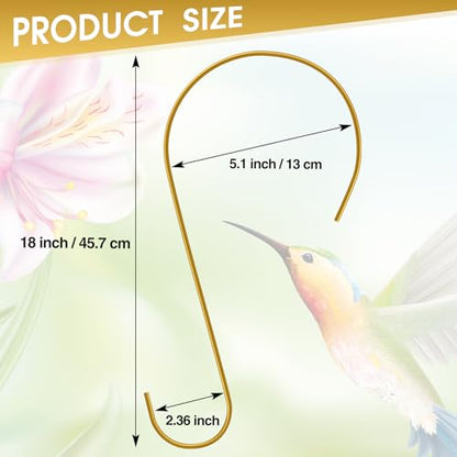 Hotop 6 Pieces Heavy Duty Big S Hooks Bird Feeder Rustproof Garden Stainless Steel Hook for Tree Branch, Kitchen, Bird House, Plants, Baskets, Lanterns and Bicycles (18 Inch,Gold) - color: Gold, size: 18 Inch