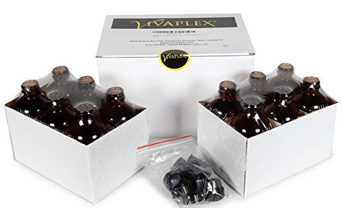 Vivaplex, 12, Amber, 8 oz Glass Bottles, with Lids.