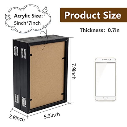 POILKMNI 4 Folding 5x7 Inch Hinged Picture Frame with 4 Openings | Natural Wood Foldable Photo Frame High Definition Acrylic for Mothers Day Father's Day Christmas Gift, Family Picture, Black - color: Black, size: 5x7